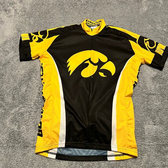 Adrenaline Promotions Cycling Jersey Mens Small Iowa Hawkeyes Black Yellow - Picture 1 of 8